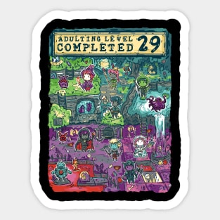 Adulting Level 29 Completed Birthday Gamer Sticker